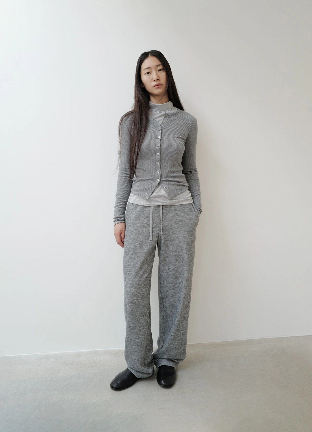 렉스핑거마르쉐 Rib Line Button Cardigan / Light Gray 상품 이미지 1