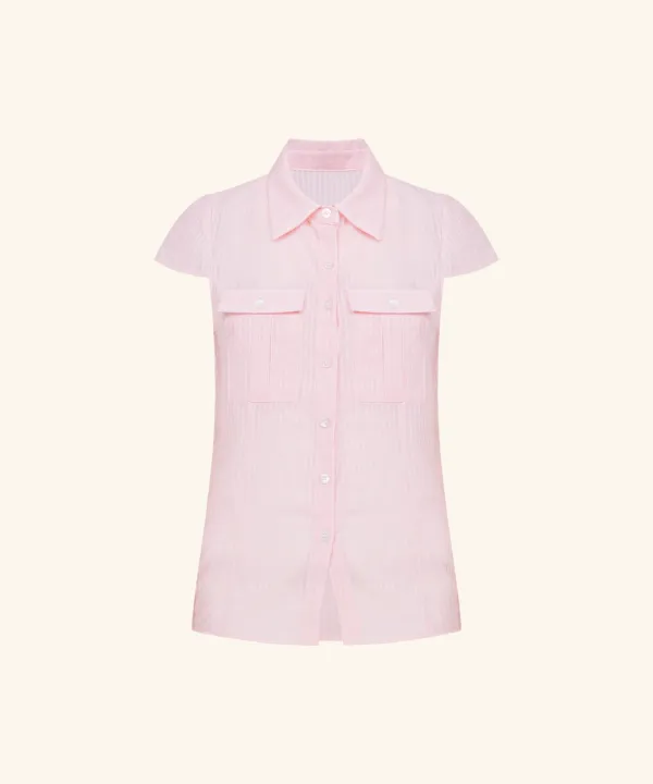 Stripe See-through Slim Shirts ( Pink )