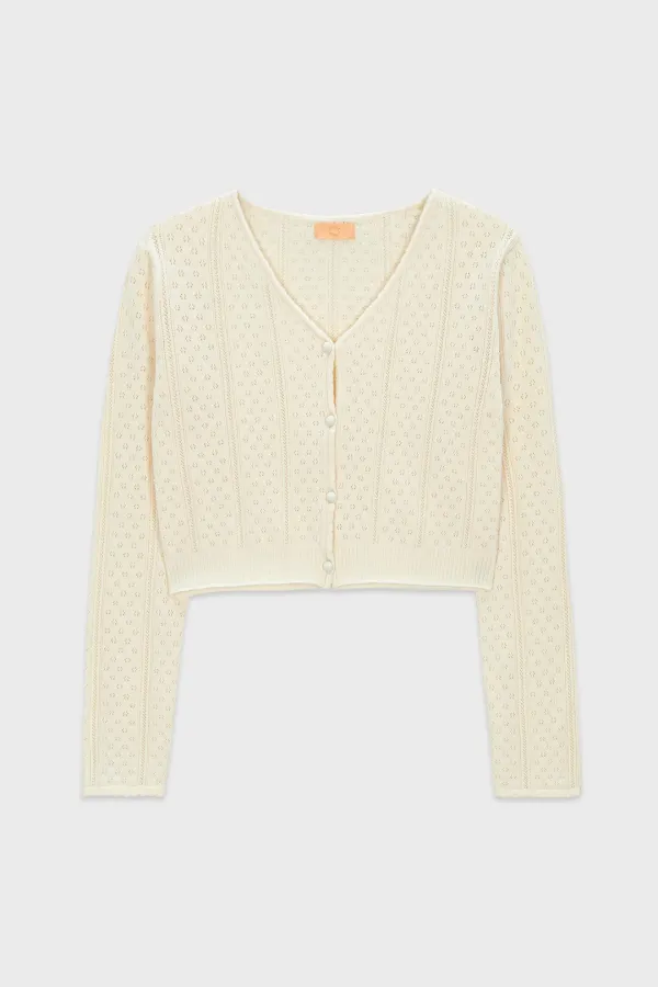 Scallop Punching Cardigan (Ivory)