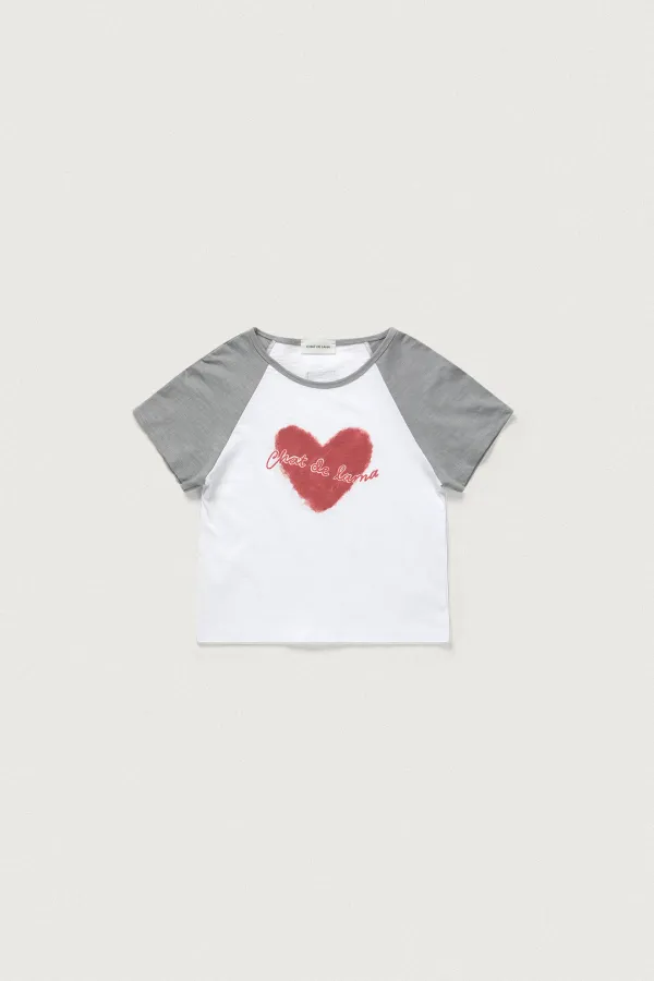 HEART RAGLAN T-SHIRT [GRAY]