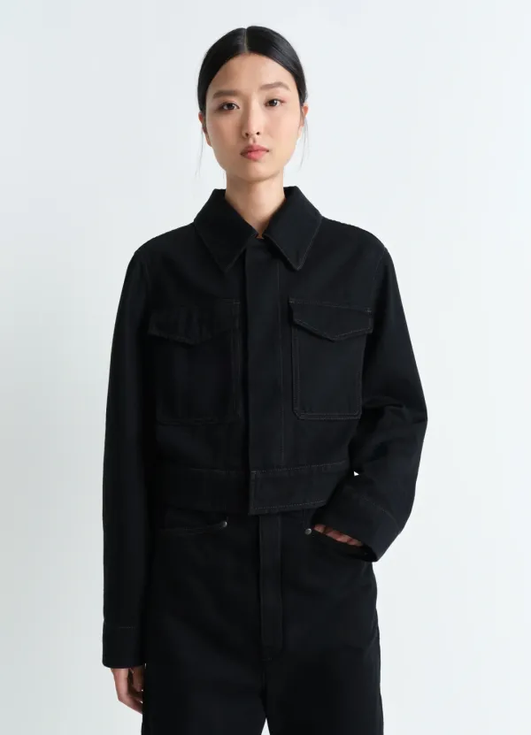 TWO POCKET CROPPED JACKET IN DENIM