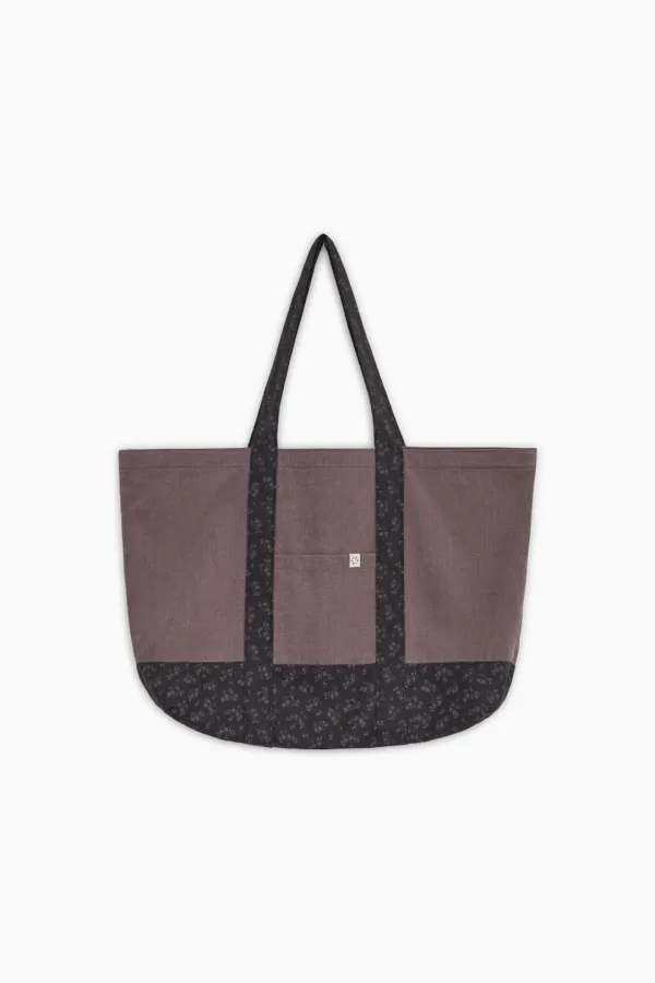 VINTAGE FLORAL TOTE BAG, PURPLE