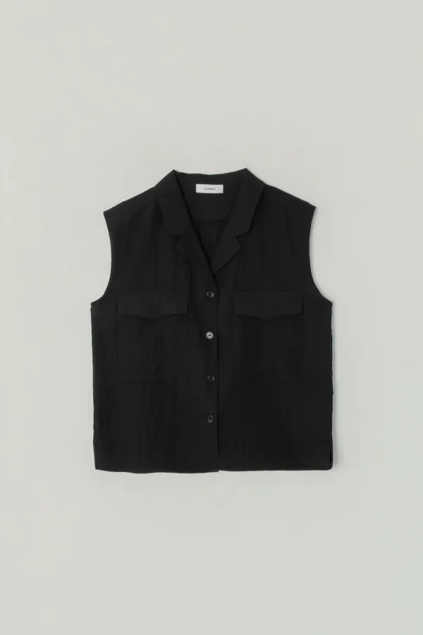 PLEIA SLEEVELESS BLOUSE_BLACK