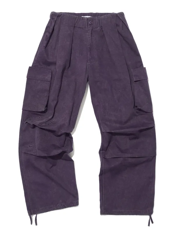 [WOMEN] GATHERED WAIST CARGO PANTS_PLUM