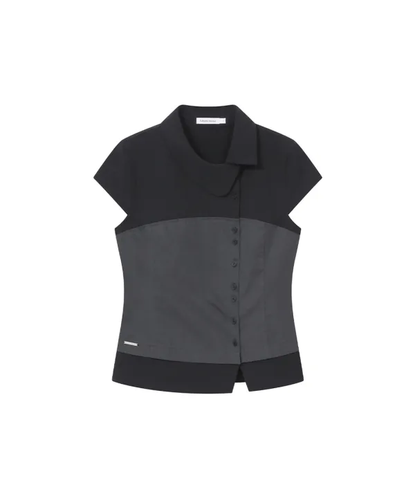[Hannah X Misekiseoul] Hannah side collar shirt BLACK