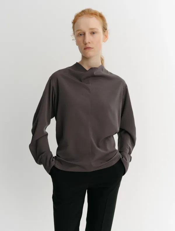 Curved Sleeve Blouse (Taupe)
