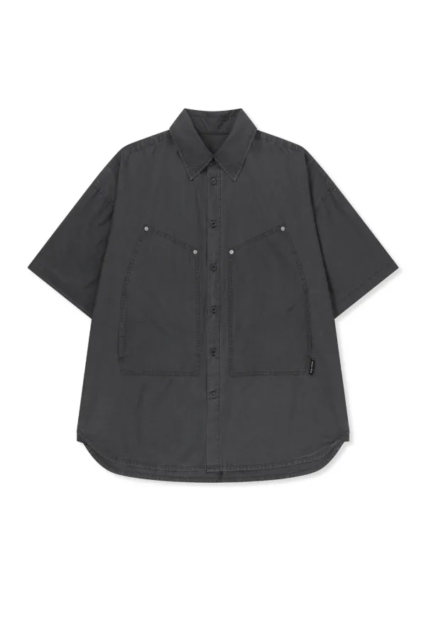 HALF SLEEVE POCKET SHIRT IN CHARCOAL