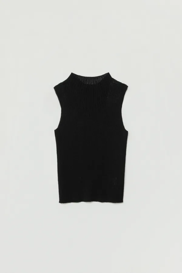 LORAE HALF TURTLENECK SLEEVELESS KNIT_BLACK