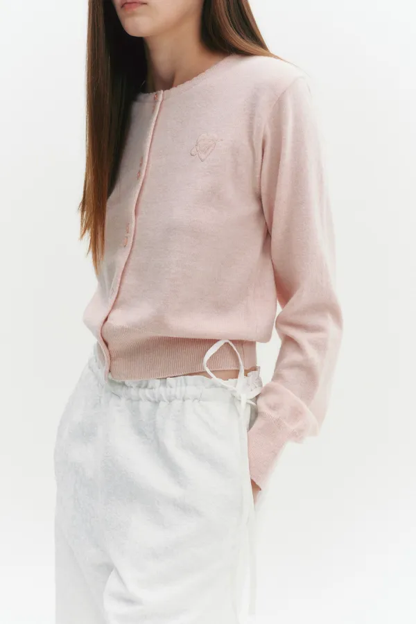 Signature Logo Wool Cardigan Pink