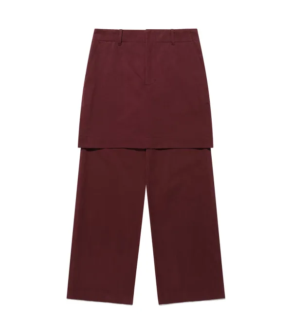 layered skirt chino pants[burgundy]