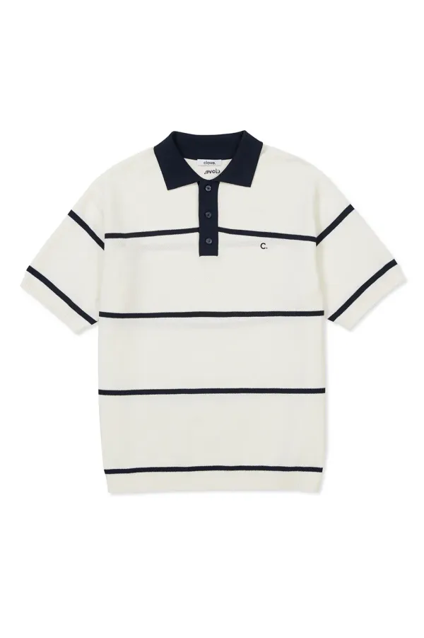 [24SS clove] Pin Stripe Pique Knit_Men (Cream)