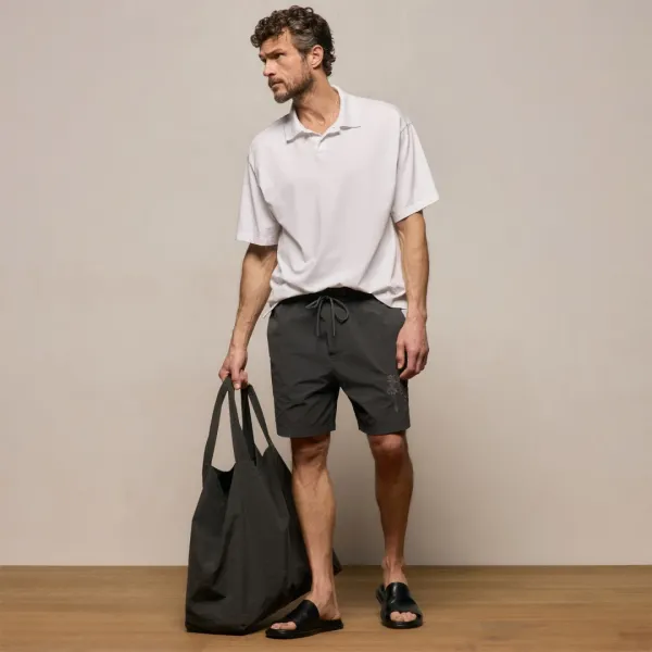 Palm Embroidered Boardshort - Carbon