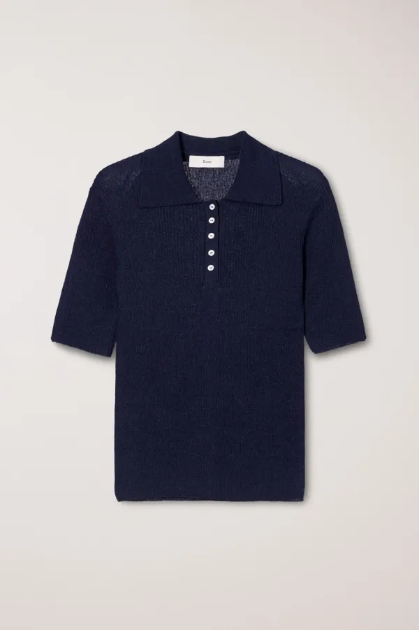 BUTTONED SLIM POLO KNIT NAVY_UDSW6B231N2