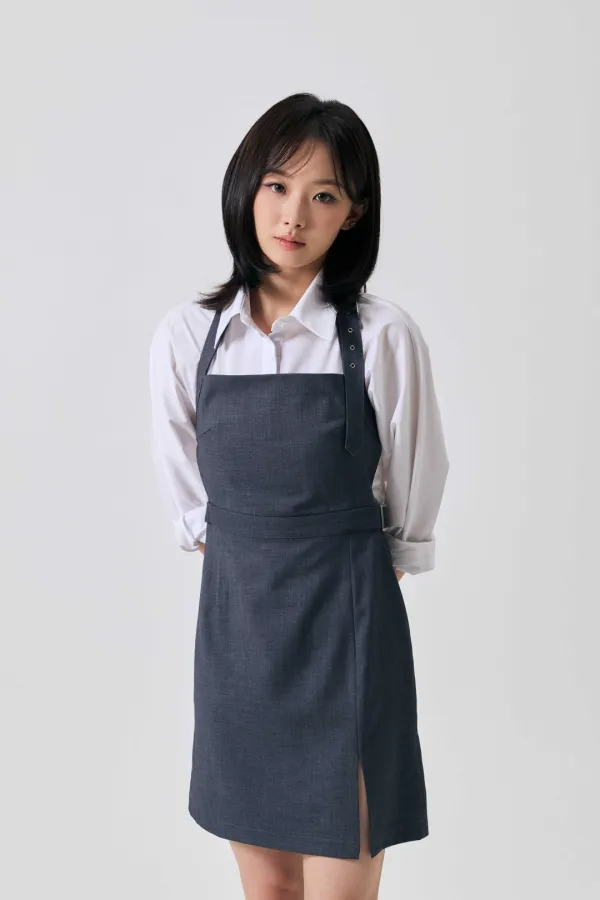 ASTRAL BUCKLE MINI DRESS / CHARCOAL
