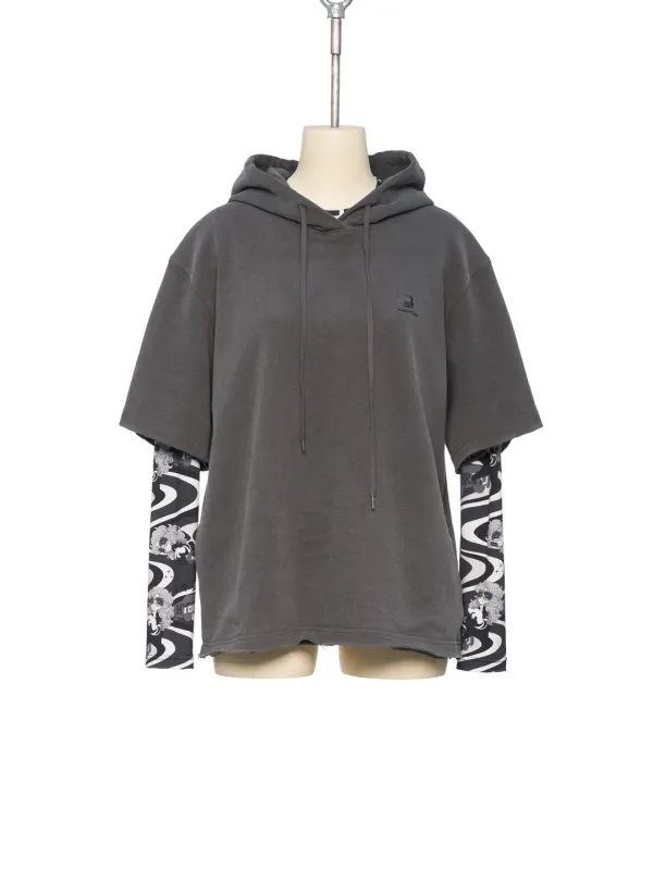 FW26 GRAY LAYERED SLEEVE HOODIE