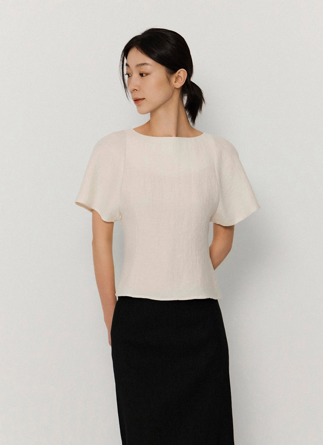 녹섭 ellie short blouse_cream 상품 이미지 1