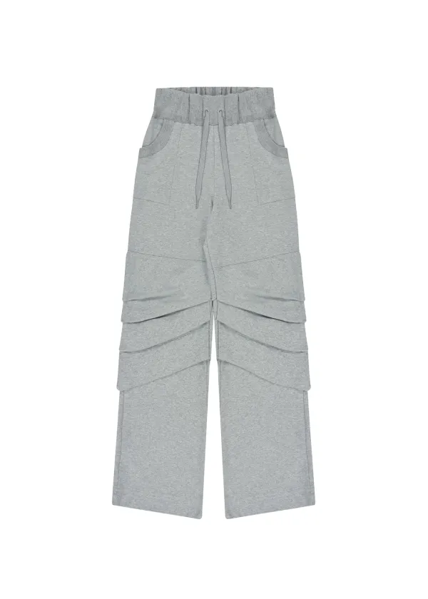 DIAGONAL SWEAT PANTS, MELANGE GRAY