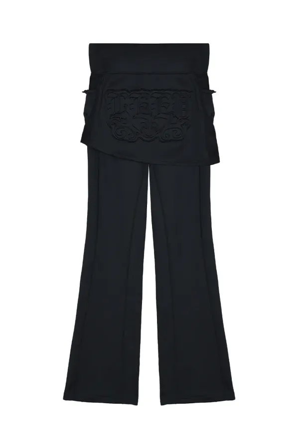 LOGO PATCH SKIRT PANTS BLACK