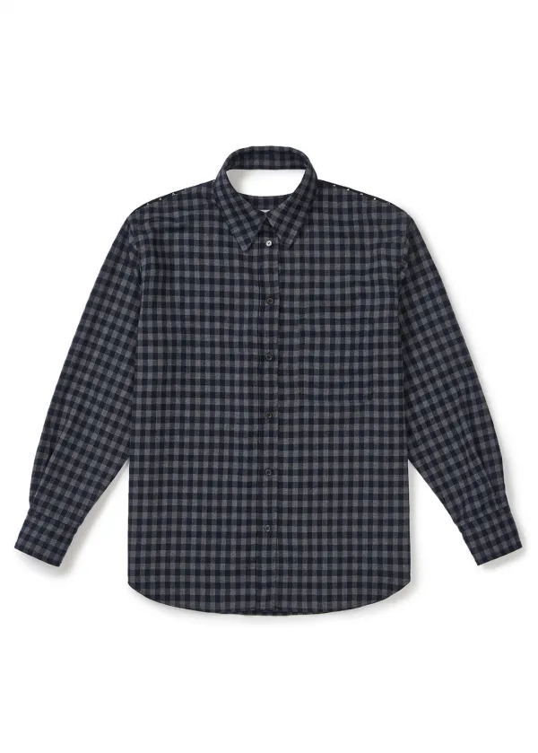 [2nd REORDER] CHECKED HALTERNECK SHIRT (NAVY)