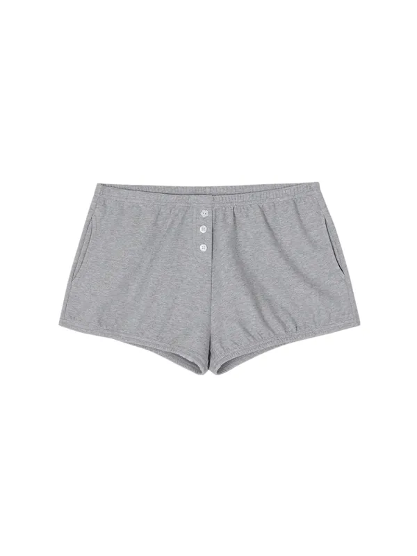 BALLOON BUTTON SWEAT SHORTS_GREY