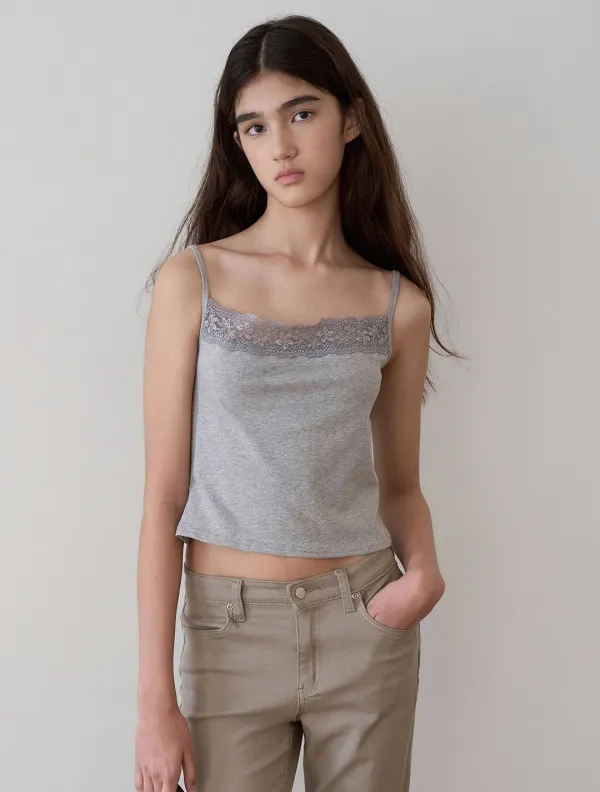 Vintage lace sleeveless top_Gray