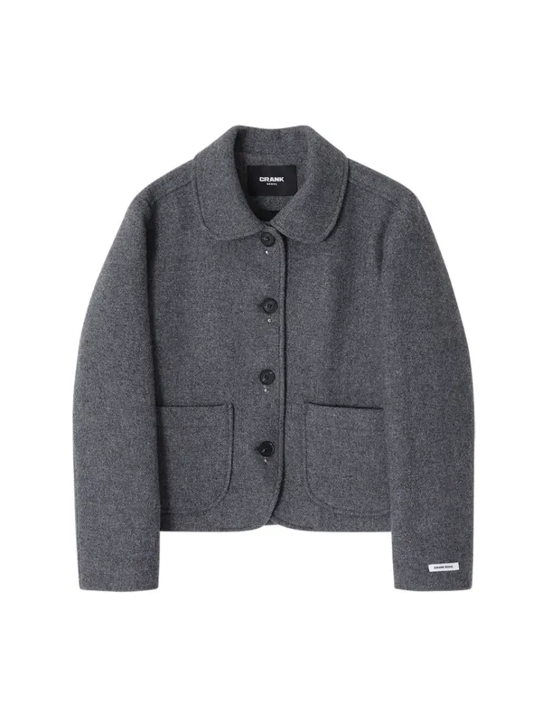 STUD WOOL SHORT COAT_GREY