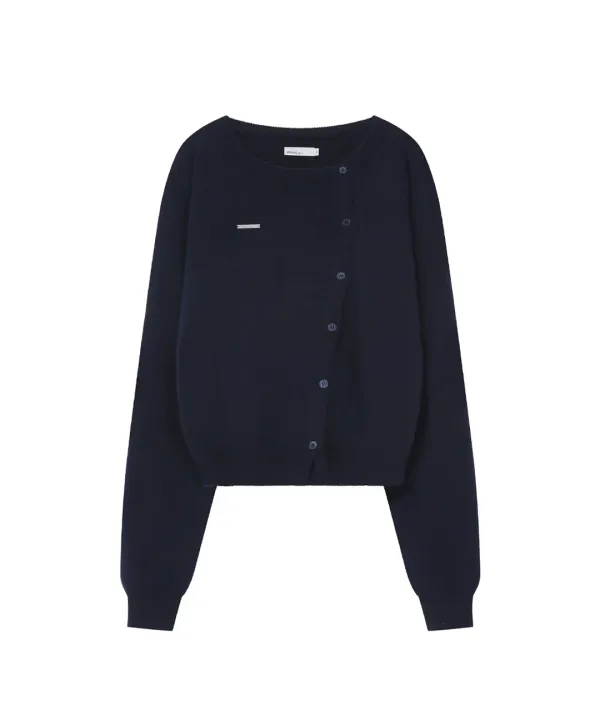 Unbalanced knit cardigan NAVY