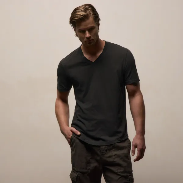 Clear Jersey V Neck - Carbon Pigment