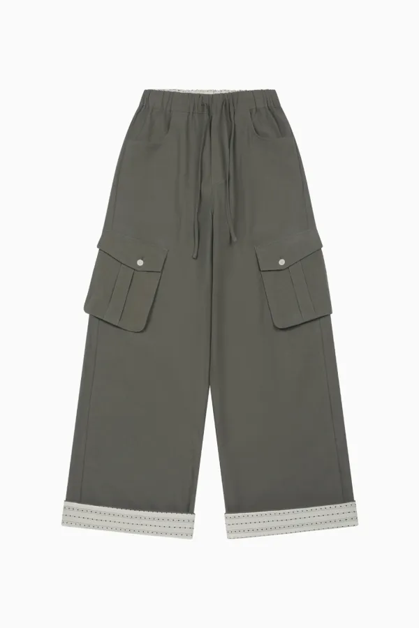 COTTON STRAIGHT CARGO PANTS, KHAKI