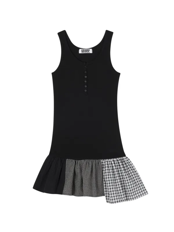 CHECK FLARE DRESS_BLACK