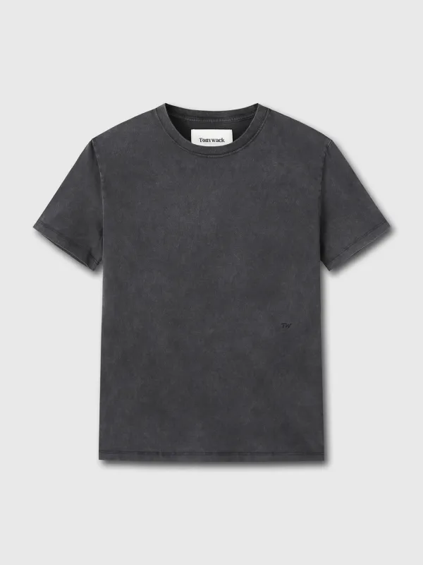 SIGNATURE GARMENT DYED T-SHIRT_ FADED BLACK