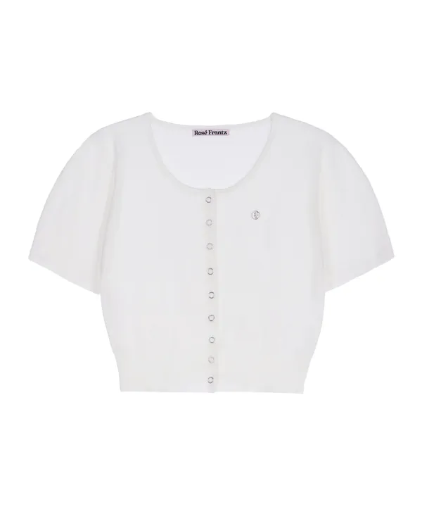 Eyelet Half Sleeve Cardigan [Ivory]