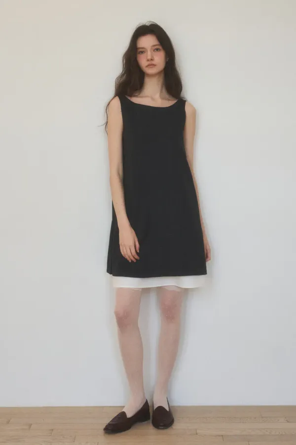 low layered wool dress_check