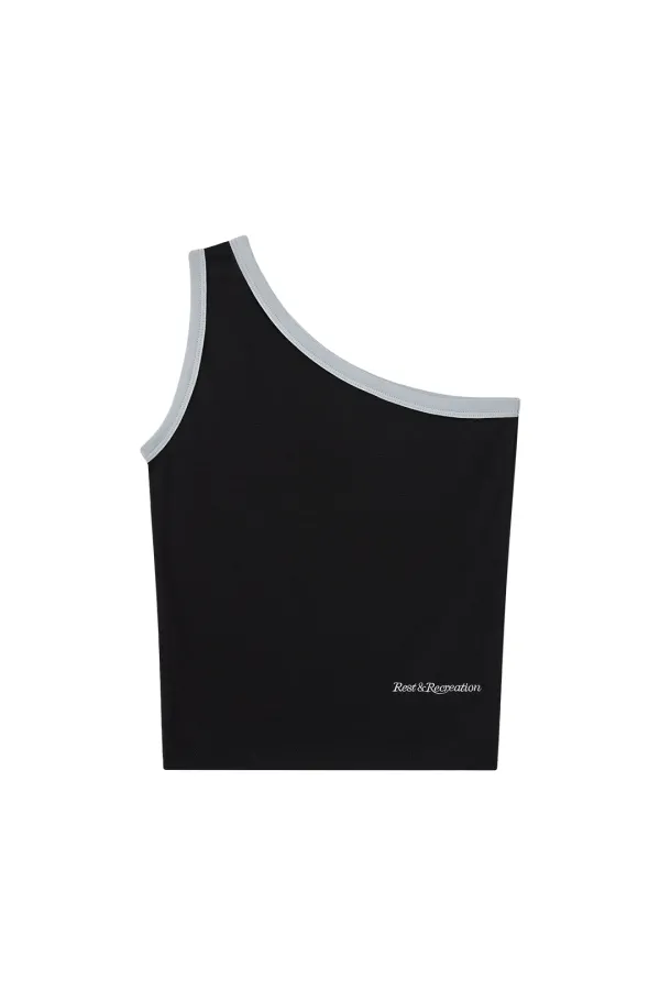ONE SHOULDER SLEEVELESS - BLACK