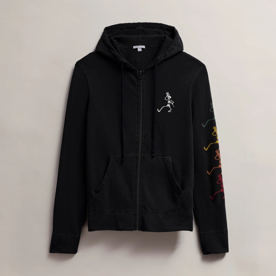 제임스펄스 Men's Grateful Dead Dancing Skeleton Full Zip Hoodie - Black 상품 이미지 1