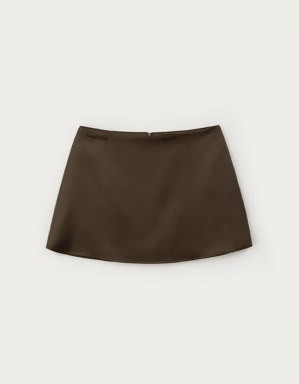 Elia Satin Mini Skirt - Brown