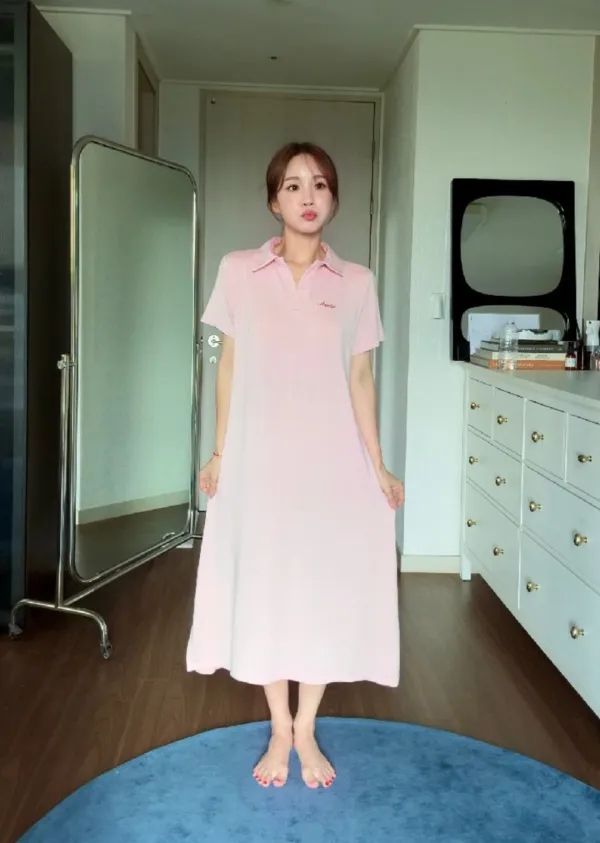 [플리에PICK]ANC SOFTLINE MODAL PAJAMA DRESS_STRAWBERRY