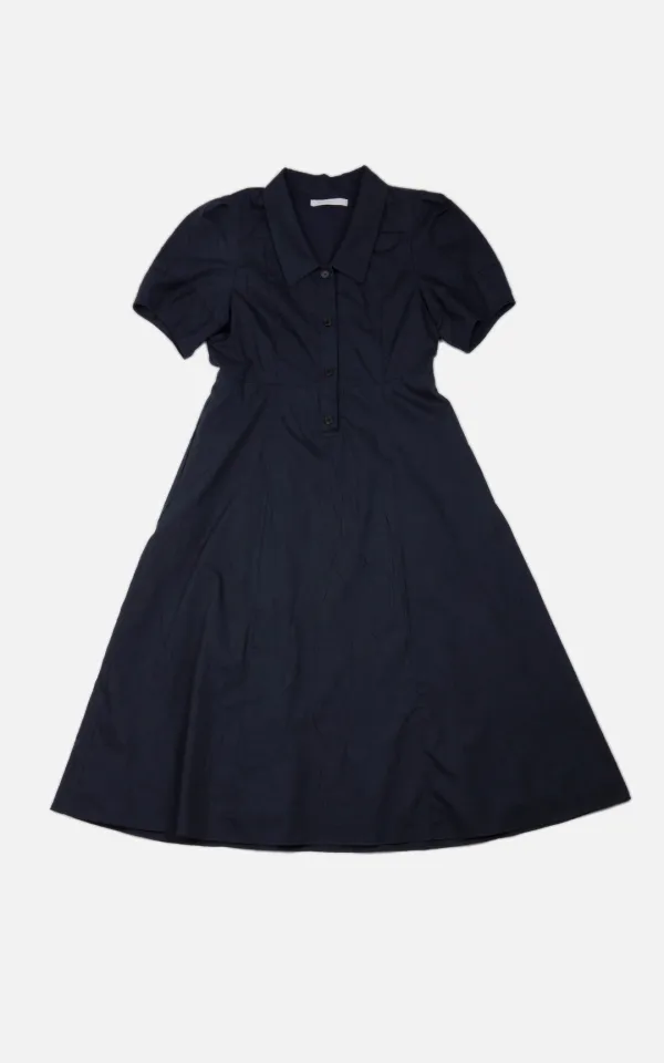 [2차 리오더] CRINKLE VOLUME COLLAR DRESS_NAVY