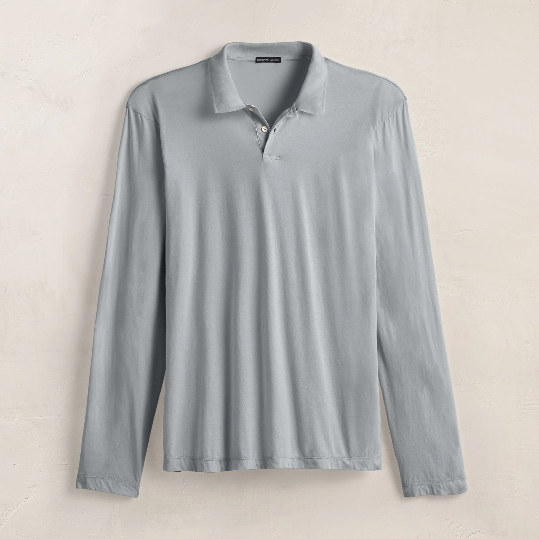 제임스펄스 Luxe Lotus Jersey Long Sleeve Polo - Grey Sky 상품 이미지 1