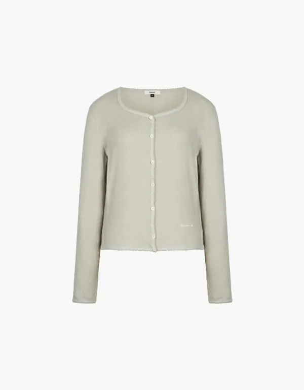 pigment eyelet sleeveless cardigan set - light khaki