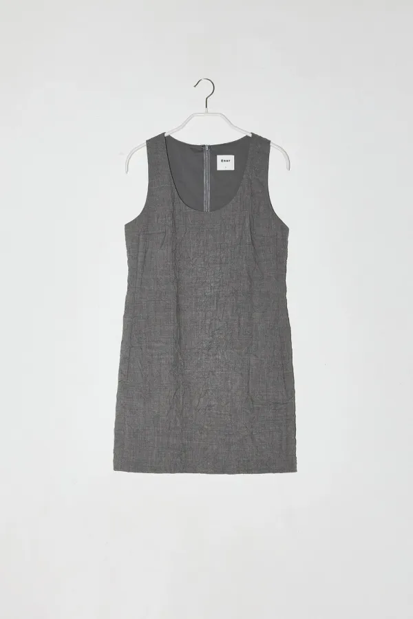 CRINKLED SLEEVELESS DRESS - GREY