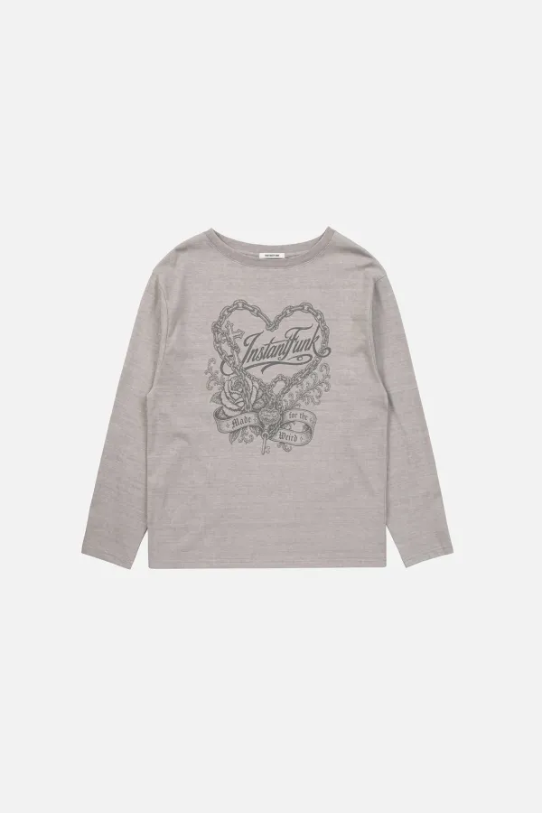 OVERSIZED HEART GRAPHIC TEE - GREY