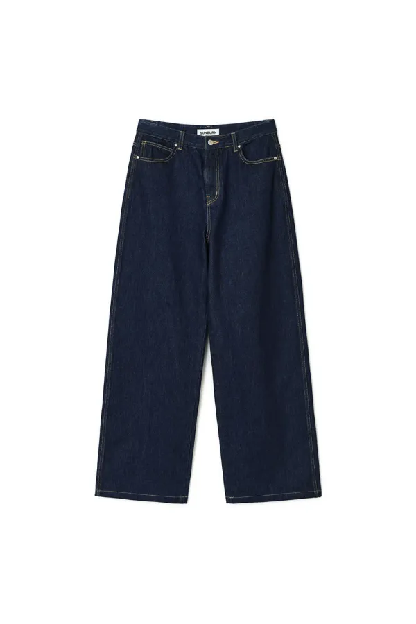 LOW-RISE DENIM PANTS, INDIGO