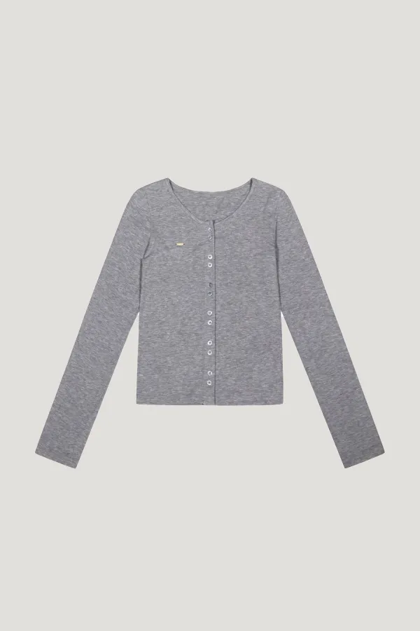 [L/V] Two Button Cardigan (melange gray)
