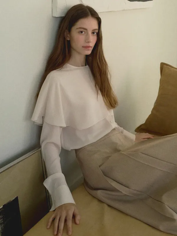 ROMANCE CAPE BLOUSE_2COLOR