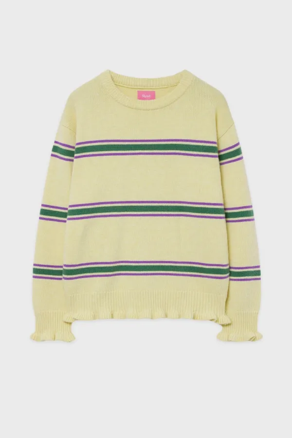 SN Stripe Ruffle Pullover (Yellow)