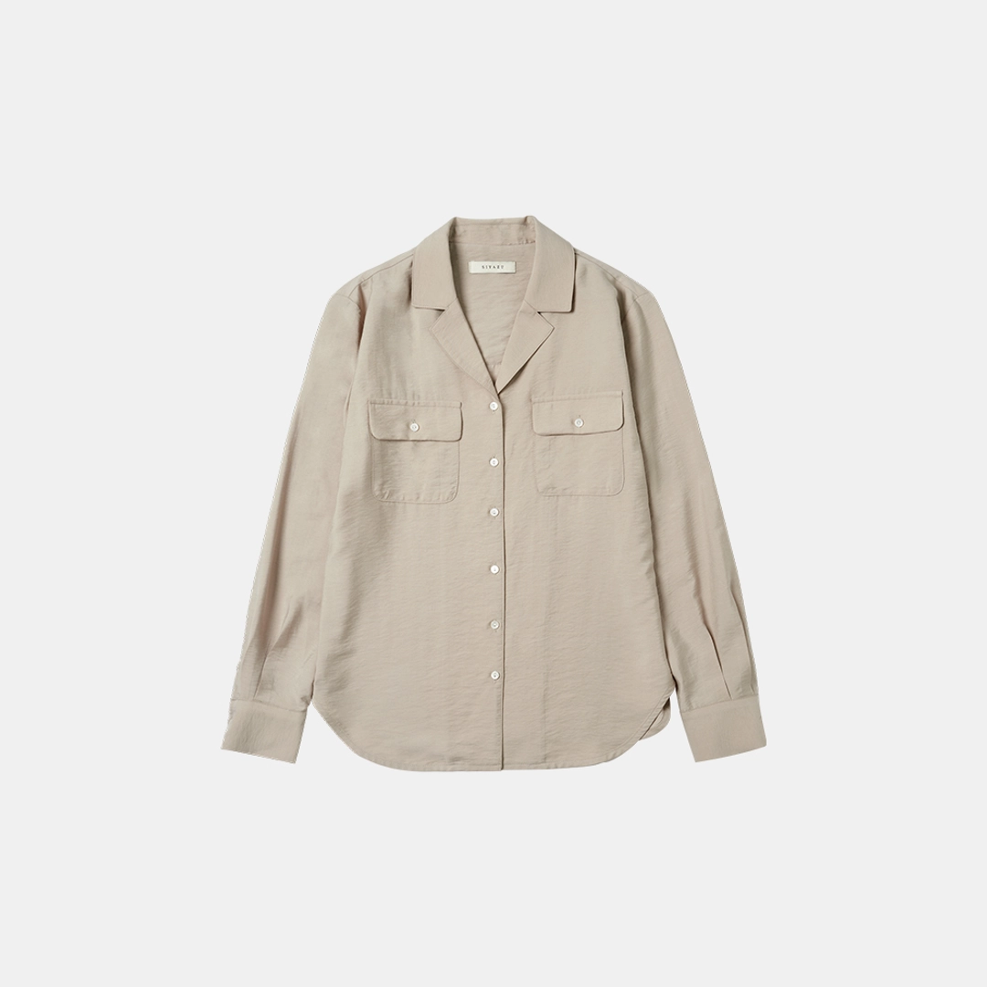시야쥬 SITP5207 오픈 카라 포켓 셔츠_Mocha beige 상품 이미지 3