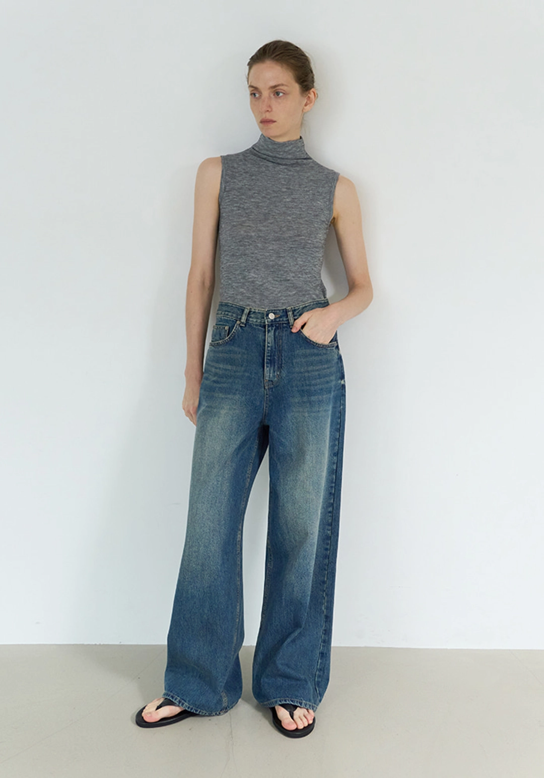 이브세이지 Low rise wide denim (Deep blue) 상품 이미지 2