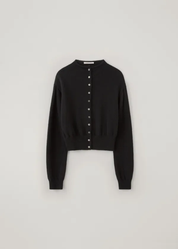 Wool Rive crop cardigan (black)