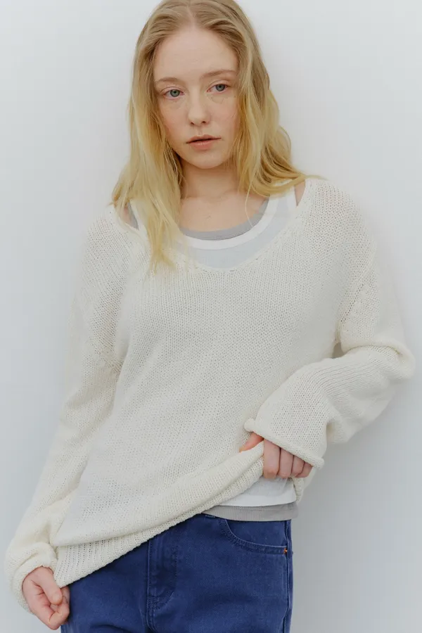 paper v pullover (ivory)